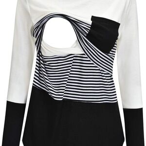 Elegant Monochrome Striped Long Sleeve Top